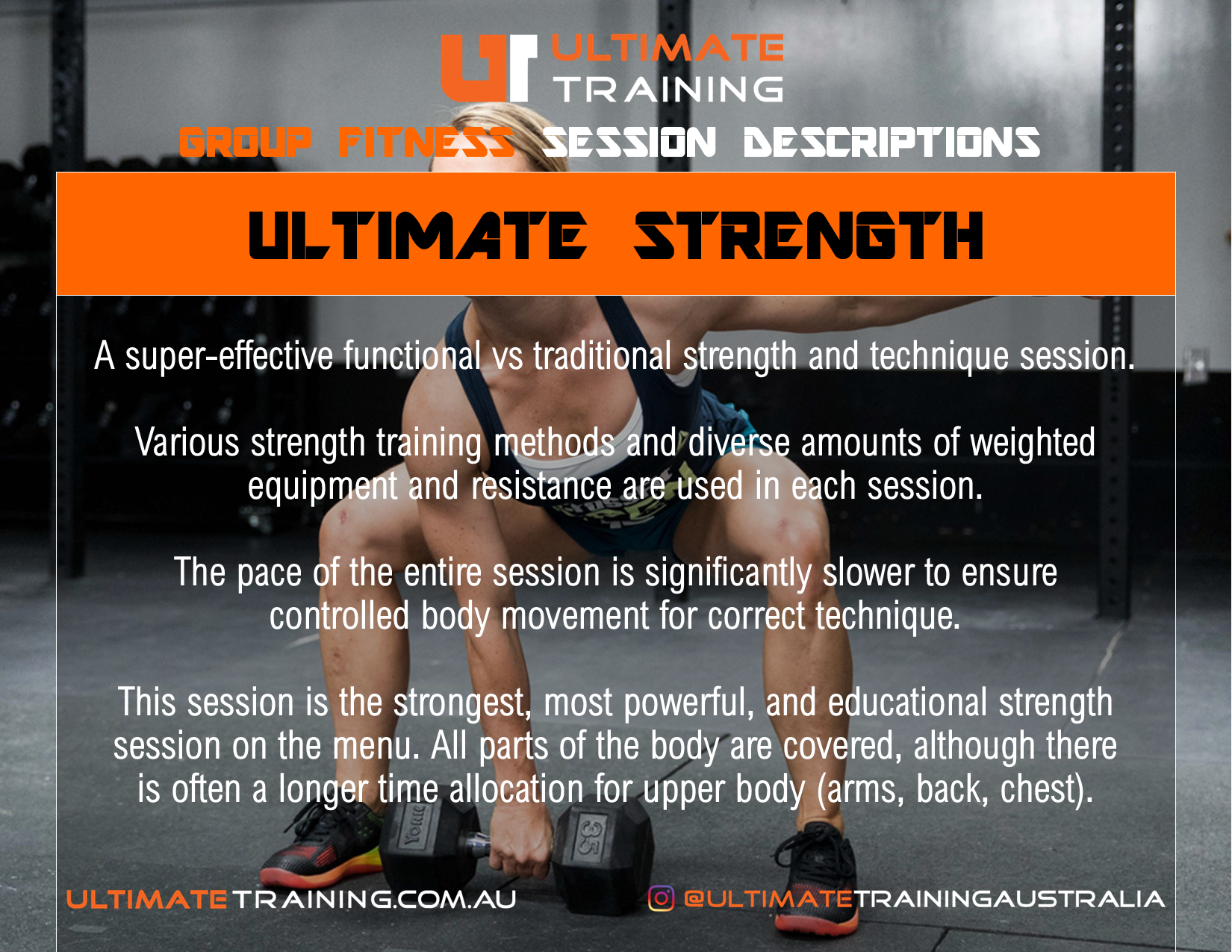 Ultimate Training Group Fitness Ultimate Strength Session Details